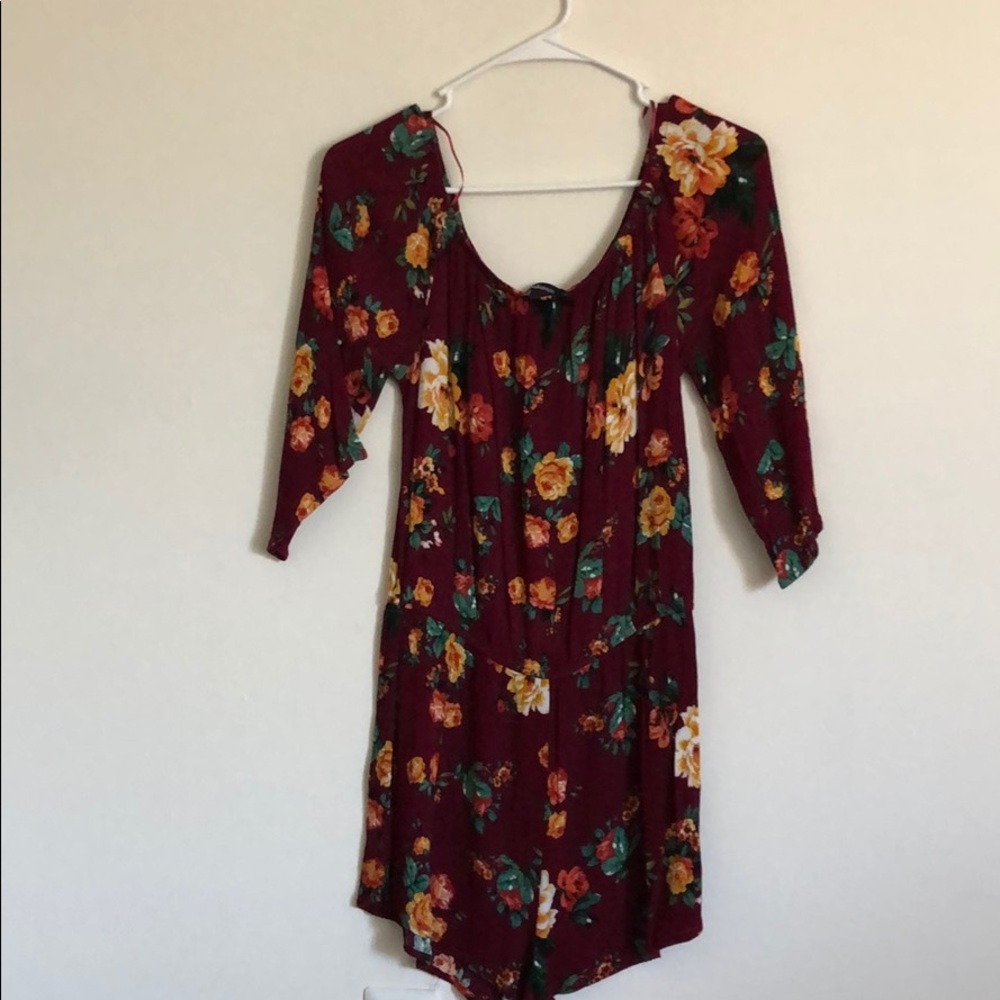Maroon floral romper